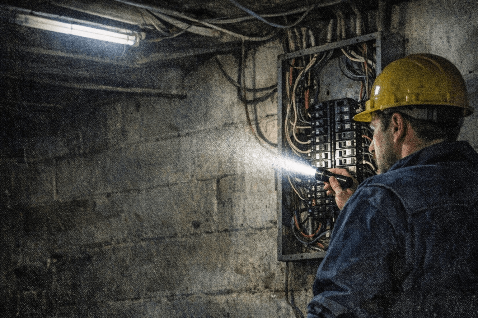 Elektriker Techniker im Einsatz bei einem Stromausfall in Stuttgart