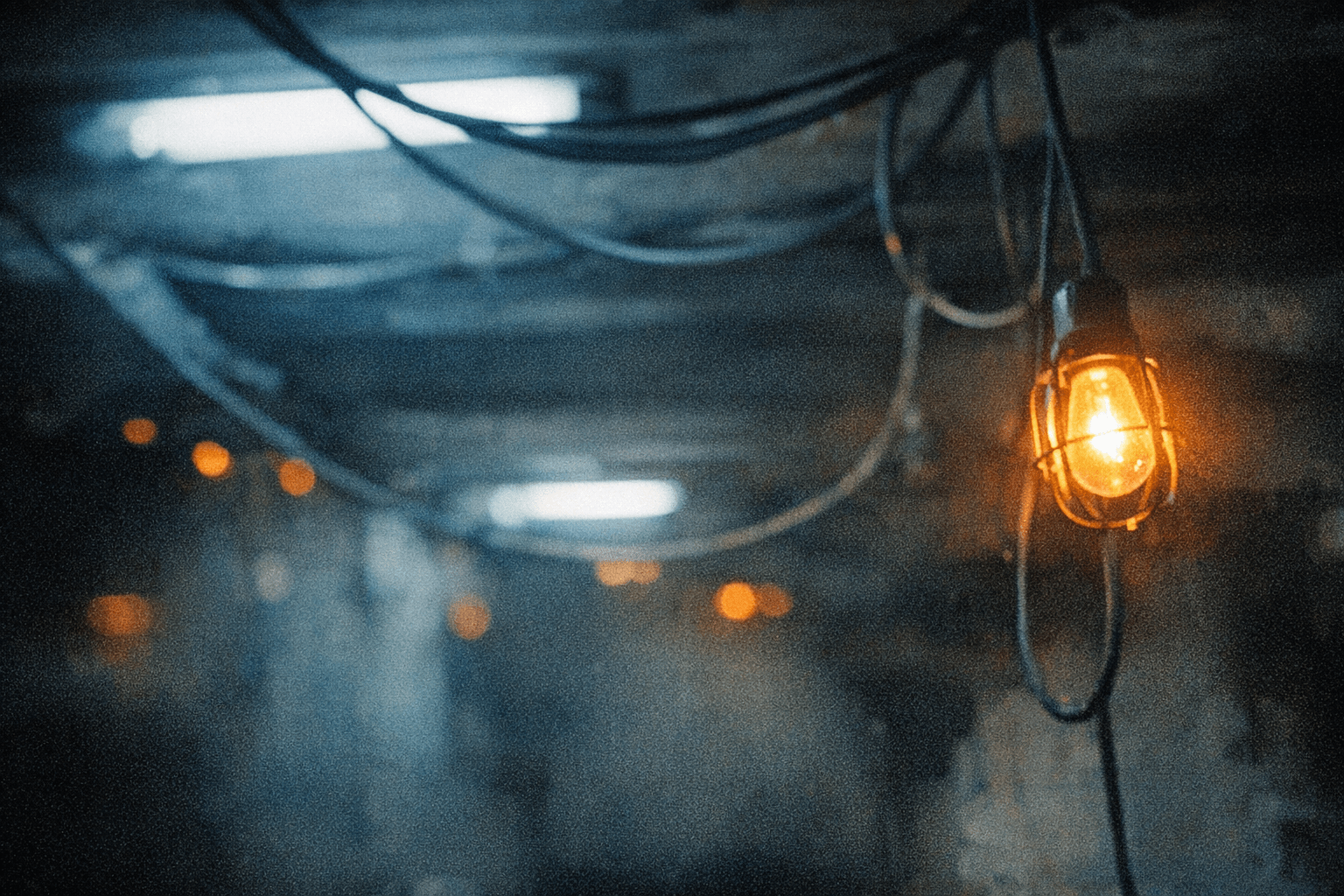 Hintergrundbild Stromleitungen und Lichtschein