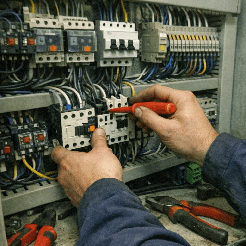 Reparatur eines Zählerschranks in einem Gewerbebetrieb